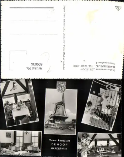 609036,Mehrbild Ak Harderwijk Molen Restaurant De Hoop Windmühle Netherlands