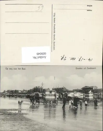 609049,Groeten uit Zandvoort Op weg naar het Bad Badewagen Strandleben Netherlands