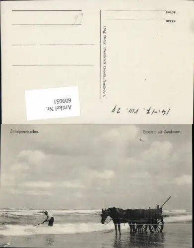 609051,Groeten uit Zandvoort Schelpenvisscher Fischer Pferdefuhrwerk Pferd Netherlands