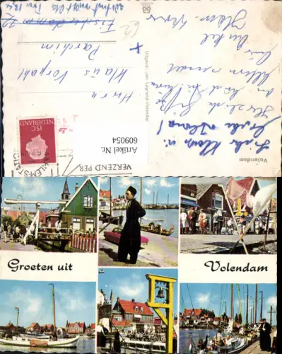609054,Mehrbild Ak Volendam Tracht Schiff Boot Glocke Netherlands