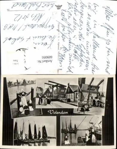 609091,Mehrbild Ak Volendam Tracht Volkstypen Schiffe Boote Netherlands