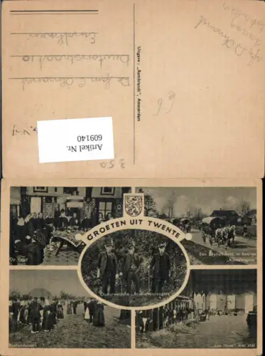 609140,Mehrbild Ak Groeten uit Twente Op Visite Los Hoes met stal Netherlands