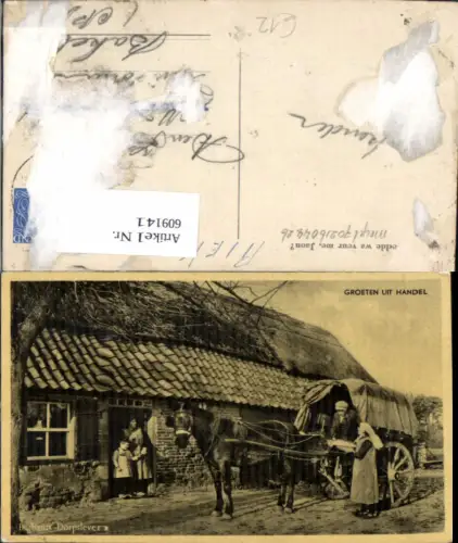 609141,Groeten uit Handel Brabants Dorpsleven Pferdefuhrwerk Pferd Netherlands