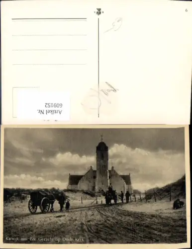 609152,Katwijk aan Zee Gezicht oop Oude Kerk Kirche Pferdefuhrwerk Netherlands