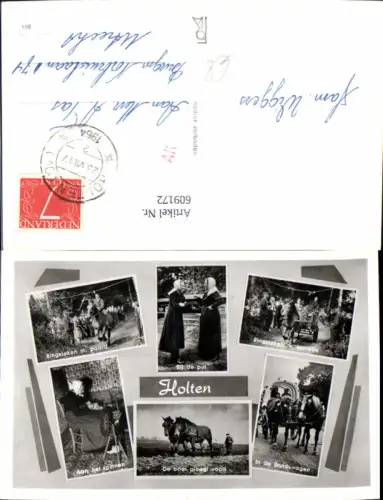 609172,Mehrbild Ak Holten Bruidswagen Ringsteken De boer ploegt voort Spinnrad Netherlands