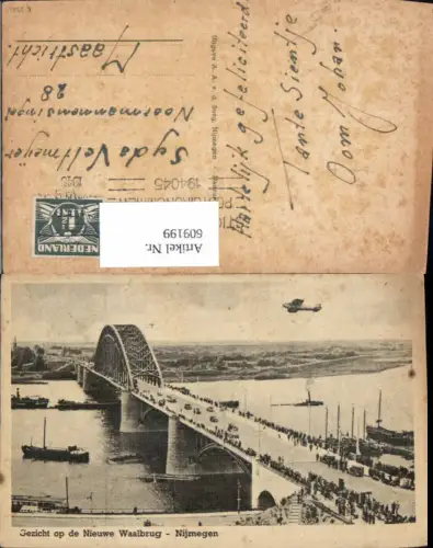 609199,Gezicht op de Nieuwe Waalbrug Nijmegen Flugzeug Brücke Netherlands