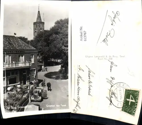 613767,Foto Ak Den Burg Groeneplaats Groeten van Texel Automobil Netherlands