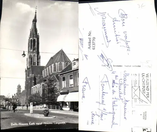 613770,Foto Ak Delft Nieuwe Kerk vanaf Nieuwe Langedijk Kirche Netherlands