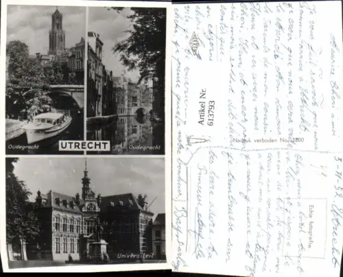 613793,Mehrbild Ak Utrecht Oudegracht Universiteit Schiff Netherlands