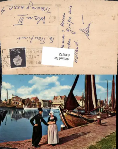 630372,Volendam Segelschiff Paar Tracht Volkstypen Netherlands