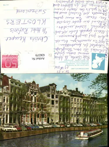 636379,Amsterdam Holland Oude gevels aan de Herengracht Schiff Boot VW Käfer Netherlands