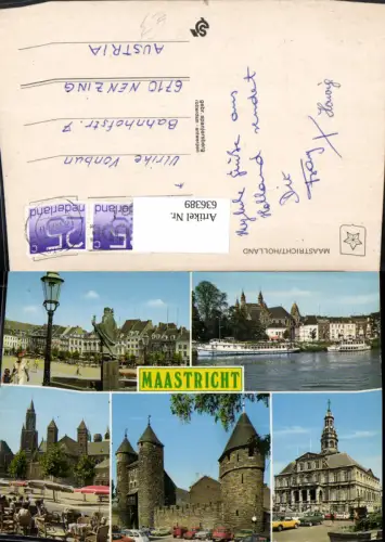 636389,Mehrbild Ak Maastricht Holland Schiffe Statue Kirche Netherlands