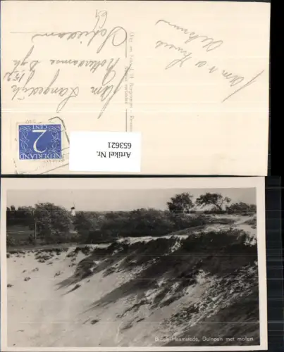 653621,Burgh-Haamstede Duinpan met molen Strand Windmühle Düne Nederlands
