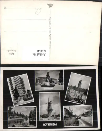 653641,Mehrbild Ak Rotterdam Coolsingel Stadhuis Molen Oostplein Nederlands
