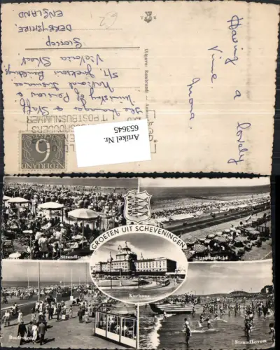 653645,Mehrbild Ak Groeten uit Scheveningen Den Haag Kurhaus Strandleven Nederlands