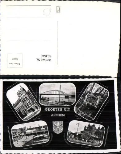 653646,Mehrbild Ak Groeten uit Arnhem Stadhuis Musis Sacrum Stationsplein Nederlands