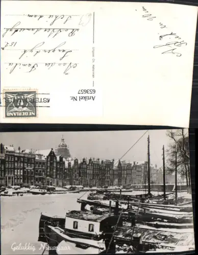 653657,Foto Ak Gelukkig Nieuwjaar Amsterdam Winteransicht Neujahr Nederlands