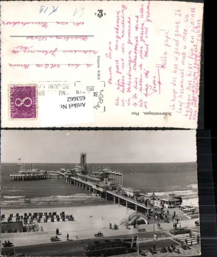 653662,Foto Ak Scheveningen Den Haag Pier Autobus Bus Strand Nederlands