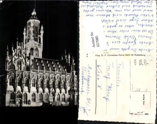 657085,Foto Ak Middelburg Verlicht Stadhuis Nederlands