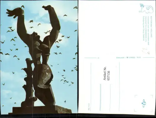 657156,Rotterdam Holland Monument voor een verwoeste stad Nederlands