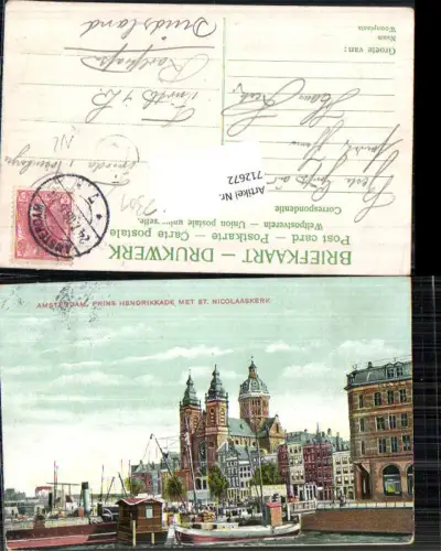 712672 Amsterdam Prins Hendrikkade Nicolaaskerk Boot Kirche