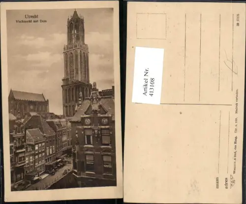 413108,Netherlands Utrecht Vischmarkt met Dom Kirche Turm