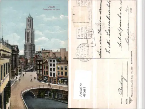 480684,Netherlands Utrecht Oudegracht met Dom Kanal Kirche
