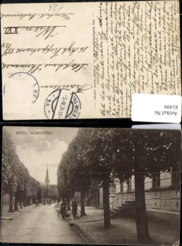 81499,Beesd Voorstraat Soldat mit Rad und Frau Straßenpartie