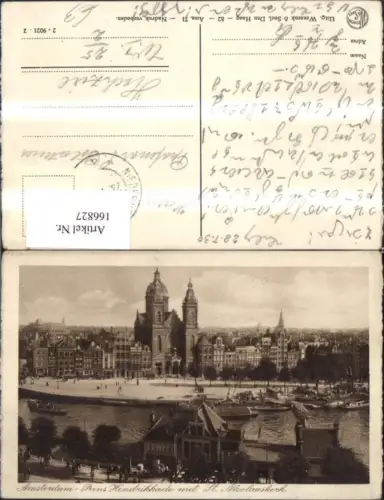 166827,Amsterdam Prins Hendrikkade met St Nicolaaskerk Schiff 1930