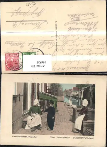 166831,Zandvoort Kleederdrachten Volendam Hotel Groot Badhuis Kinder Katze Trachten Holzschuhe