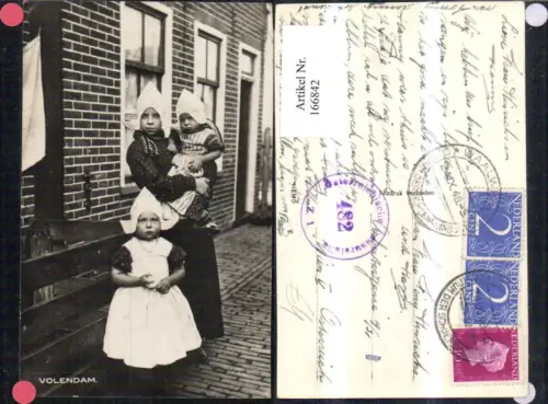 166842,Volendam Mädchen Frau Kinder Tracht 1948