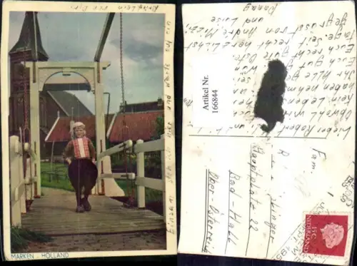 166844,Marken Holland Kind a. Brücke 1955