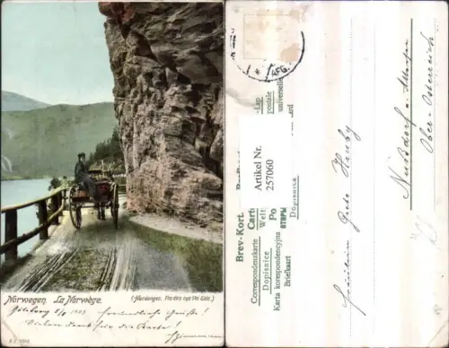 257060,Norwegen La Norwege Hardanger Frau den nye Vei Eide Kutsche Straße
