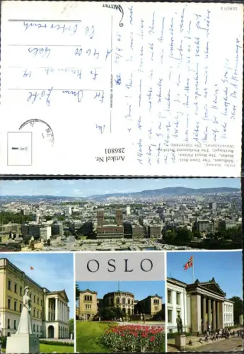 286801,Oslo Totale Radhuset Slottet Stortinget Universitetet Rathaus Universität Mehrbildkarte