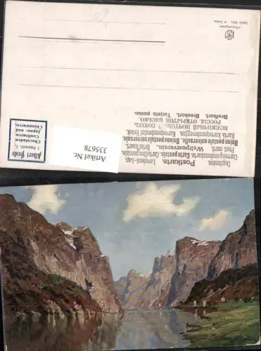 335678,Künstler AK Norwegen Bergkulisse Fjord