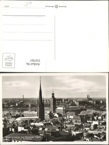 335707,Stockholm Utsikt at sydväst fran Restaurant Pagod södra Kungstornet Teilansicht