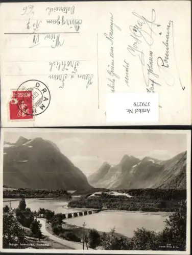 379279,Norway Norge Isterdalen Romsdal Fluss Brücke Bergkulisse