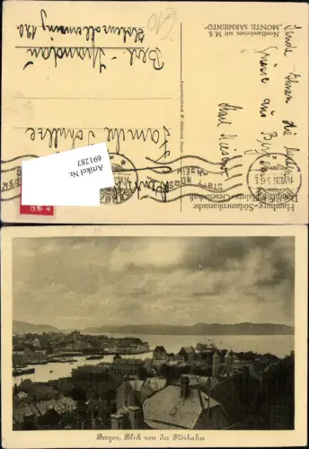 691287 Norway Bergen Flöibahn Hamburg Südamerikanische Dampfschifffahrts Gesellschaft Nordlandreisen Monte Sarmiento