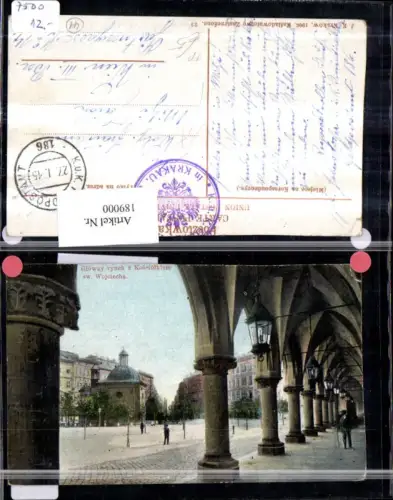 189000,Polen Glowny rynek z Kosciotkiem sw Wojciecha Feldpost K u k Geniedirektion i. Krakau