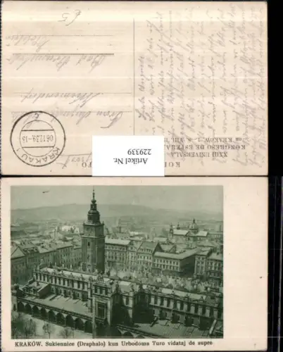 229339,Krakow Krakau Sukiennice kun Urbodoma Turo vidataj de supre Rathaus Turm