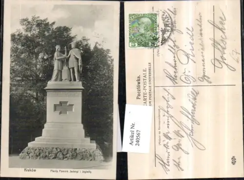 240567,Krakow Krakau Planty Pomnik Jadwigi i Jagielly Denkmal