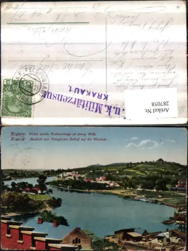 287058,Krakow Krakau Ausblick v. Königlichen Schloss auf d. Weichsel Feldpost Nr. 186