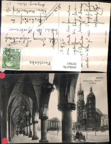 287063,Krakow Krakau Sukiennice i Kosciol P. Mary Marienkirche Arkaden