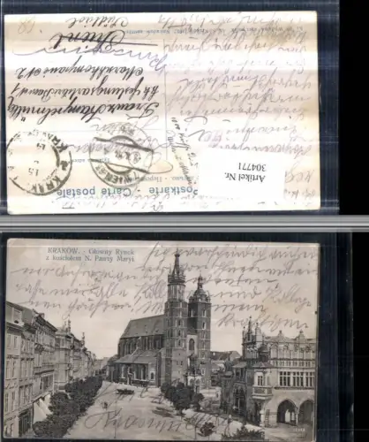 304771,Krakow Krakau Glowny Rynek z kosciolem N. Panny Maryi Kirche