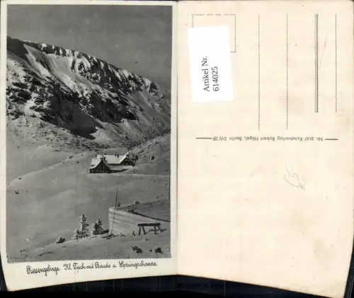 614025,Riesengebirge Krummhübel Karpacz Kl. Teich u. Baude u. Sprungschanze Winteransicht