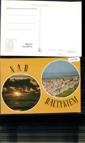 671099,Mehrbild Ak Nad Baltykiem Strandleben Schiff Sonnenuntergang Poland