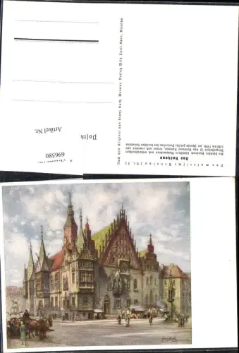 696580 Künstler AK Franz Huth Breslau Wroclaw Rathaus