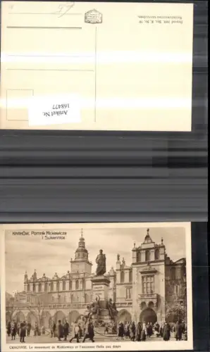 168477,Krakow Pomnik Mickiewicza i Sukiennice Krakau Statue Denkmal Personen