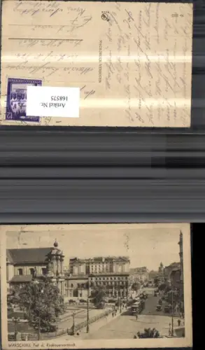 168575,Warszawa Warschau Teil d. Krakauervorstadt Strassenbahn Automobil Personen
