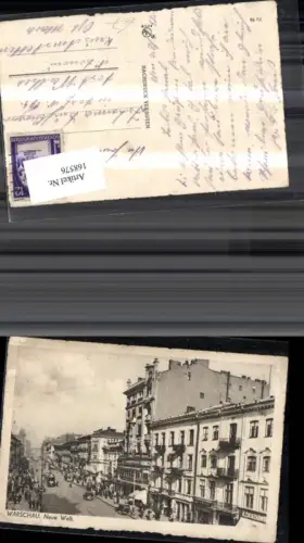 168576,Warschau Warszawa Neue Welt Strassenbahn Personen 1912